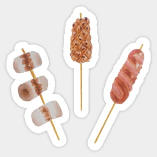 Watercolour Street Food Skewers Sticker